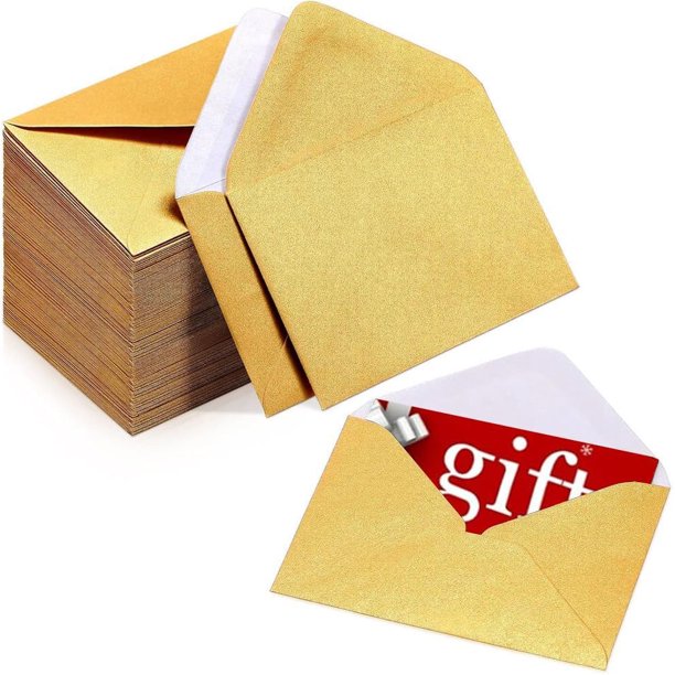 Sobres Dorados para Tarjetas, Sobres de Papel de Fácil Sellado, para Tarjetas de Visita, Tarjetas de Regalo, Invitaciones, Notas de Negocios, Boda