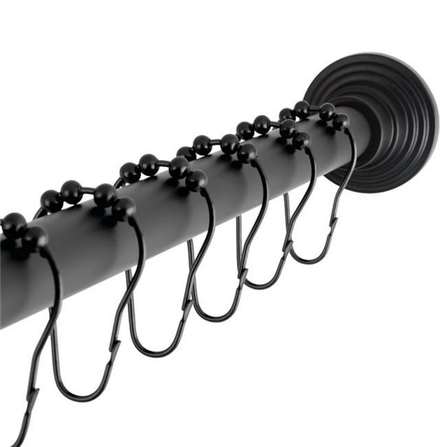 Kingston Brass SCC2710 Tringle de Rideau de Douche à Tension Réglable en Acier Inoxydable Edenscape de 60 à 72 Po avec Anneaux, Noir Mat