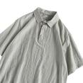 thumbnail image 2 of Betivan Men's Linen Top Solid Color Breathable Lightweight Half-Button Turndown Collar Short Sleeve Blouse Spring Summer Fashion Casual Loose Daily Beach Outdoor Leisure Street, 2 of 5