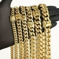 thumbnail image 4 of Miami Cuban Link Bracelet Chain Combo Set 18K Gold Plated Stainless Steel Gift, 4 of 9