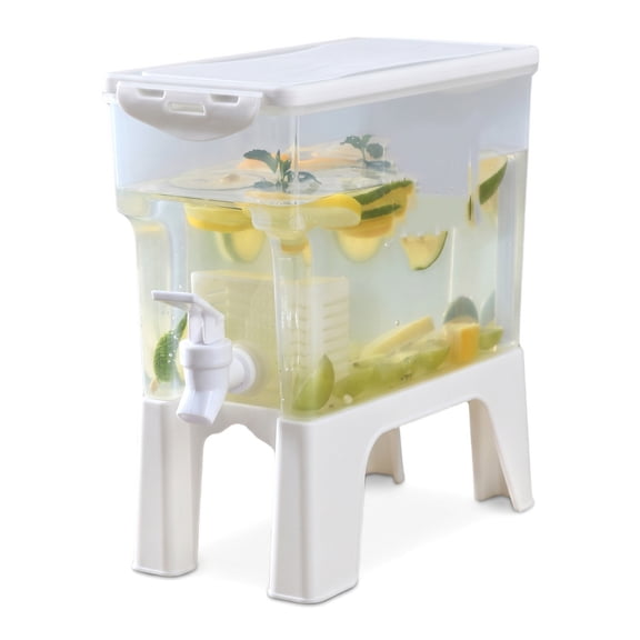 Damkogic White Leakproof Beverage Dispenser with Spigot, Top Fill Drink Container for Fridge and Party Use