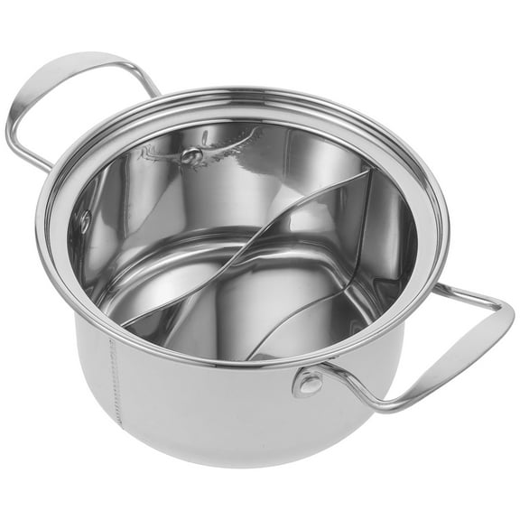 ONAPARTER Single Small Hot Pot Stainless Steel Cooking Cooker Soup Flat Skillet Reusable Milk Pan Stew Cookware Individual （Silver2）