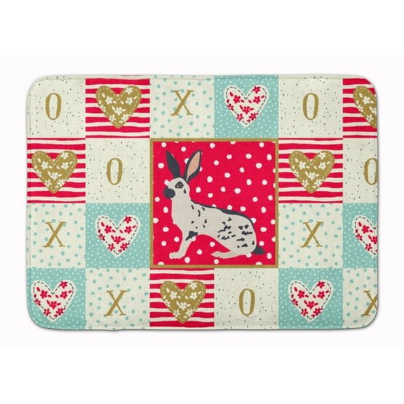 Carolines Treasures CK5388RUG English Spot Rabbit Love Machine Washable Memory Foam Mat Red 19 X 27" multicolor