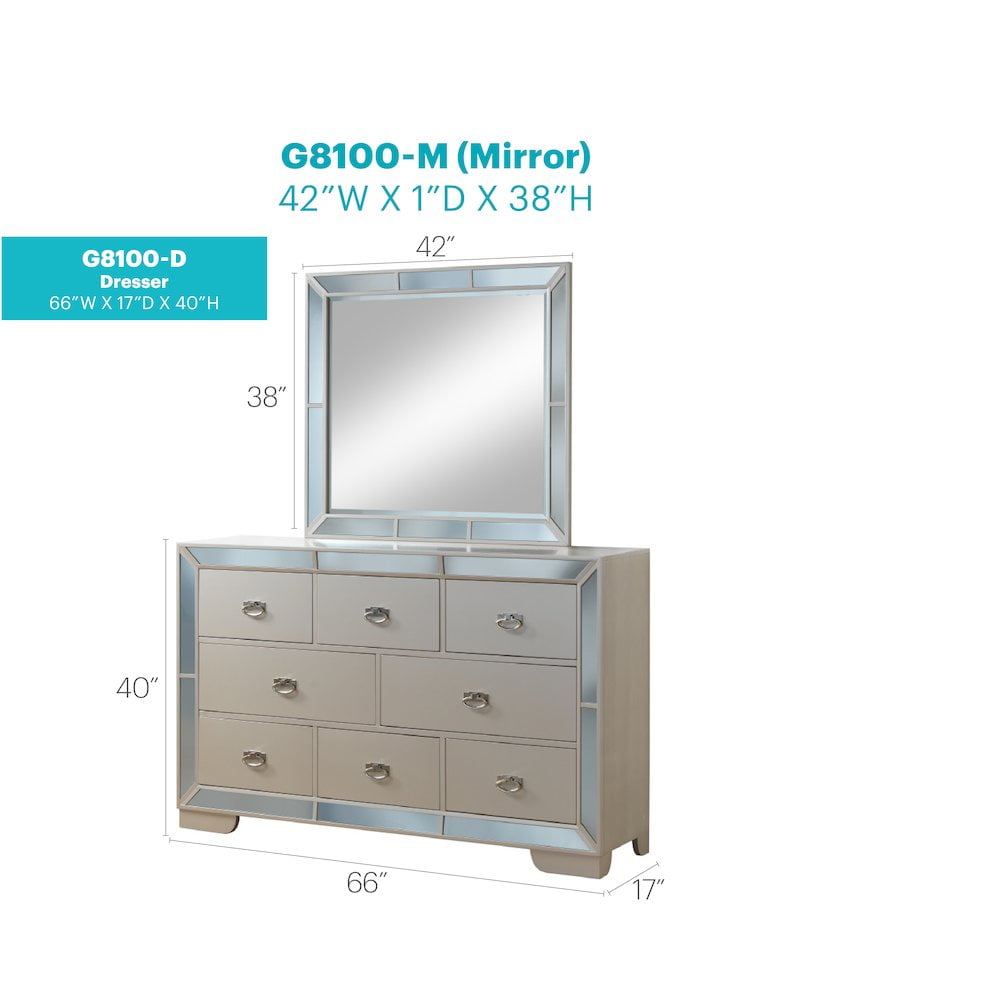 Glory Furniture Hollywood Hills Dresser in Pearl Color