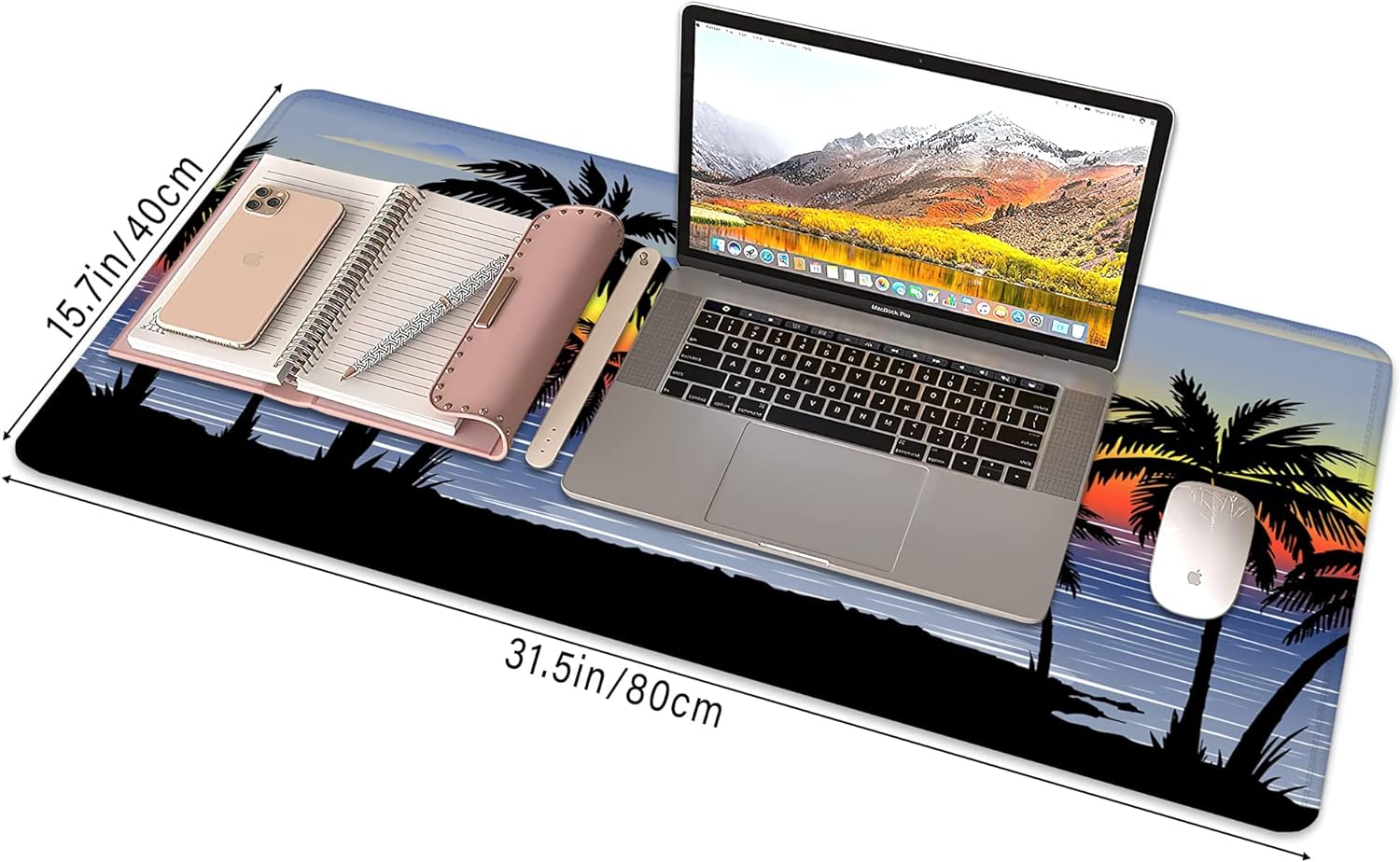 Tropical Palm Large Mouse Pad Desk Pad, Tropical Palm Trees Sunset Gaming Mouse Pad,Computer Desk Mat Keyboard with Non Slip Base for Home Office,Extended Large Size 31.5" X 15.7"