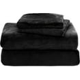 thumbnail image 5 of Elegant Comfort Soft 4-Piece Velvet Plush Flannel Sheet Set - Quality - Cozy Warm, Anti-Static, Non Pilling Fuzzy Velvet Flannel Fleece Deep Pocket Sheet Set - Full, Black, 5 of 5