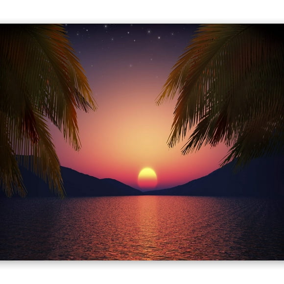 artgeist Wall Mural Tropical Island 173x124 in - Peel and Stick Self-Adhesive Wallpaper Removable Large Sticker Foil Wall Decor Print Picture Image Design Palm Tree Beach Sea Sunset c-A-0050-a-a