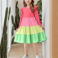 thumbnail image 6 of BLTIBY Girls Summer Ruffle Dress Flutter Long Sleeve Casual Color Block Dresses Elastic Waist Summer Sundress Green 7-8 Years, 6 of 6