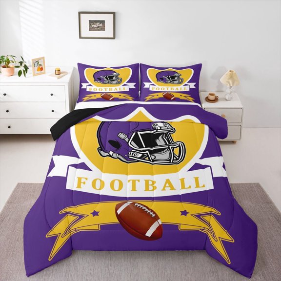 Erosebridal Eat Sleep Bedding Sets Twin with Comforter, American Football Comforter Sets Twin Size, Sports Lover Reversible Duvet Insert, Lightweight Bedroom Decor, 2 Pieces