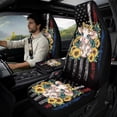 thumbnail image 2 of Xixirimido Automotive Seat Covers for Cars Trucks and SUVs Car Seat Covers for Front Seats with Car Seatbelt Covers & Armrest Box Cover, Set of 5, Cow Sunflower US Flag, 2 of 8
