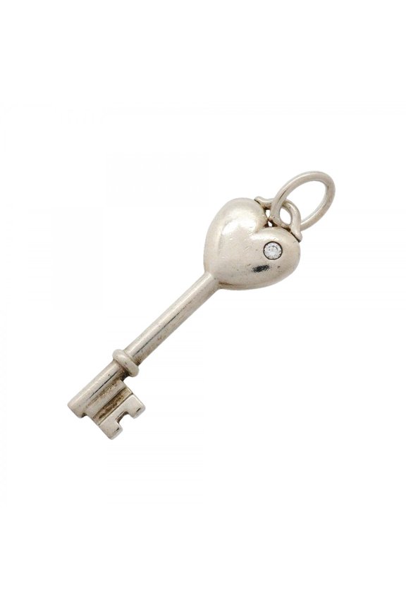 Pre-Owned Tiffany & Co. Heart Key Pendant Top, 1PD (Diamond), Sterling Silver 925, Ladies'
