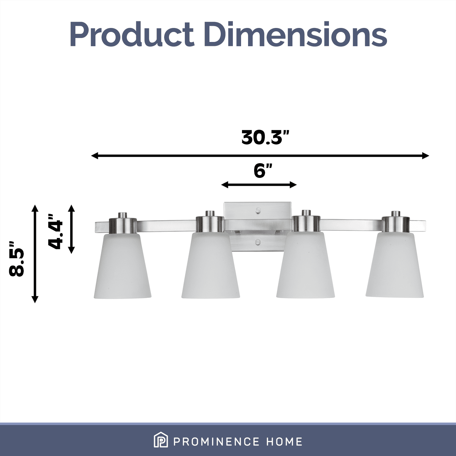 Prominence Home Fairendale 4-Light Brushed Nickel Bathroom Vanity Light with Frosted Glass Shade