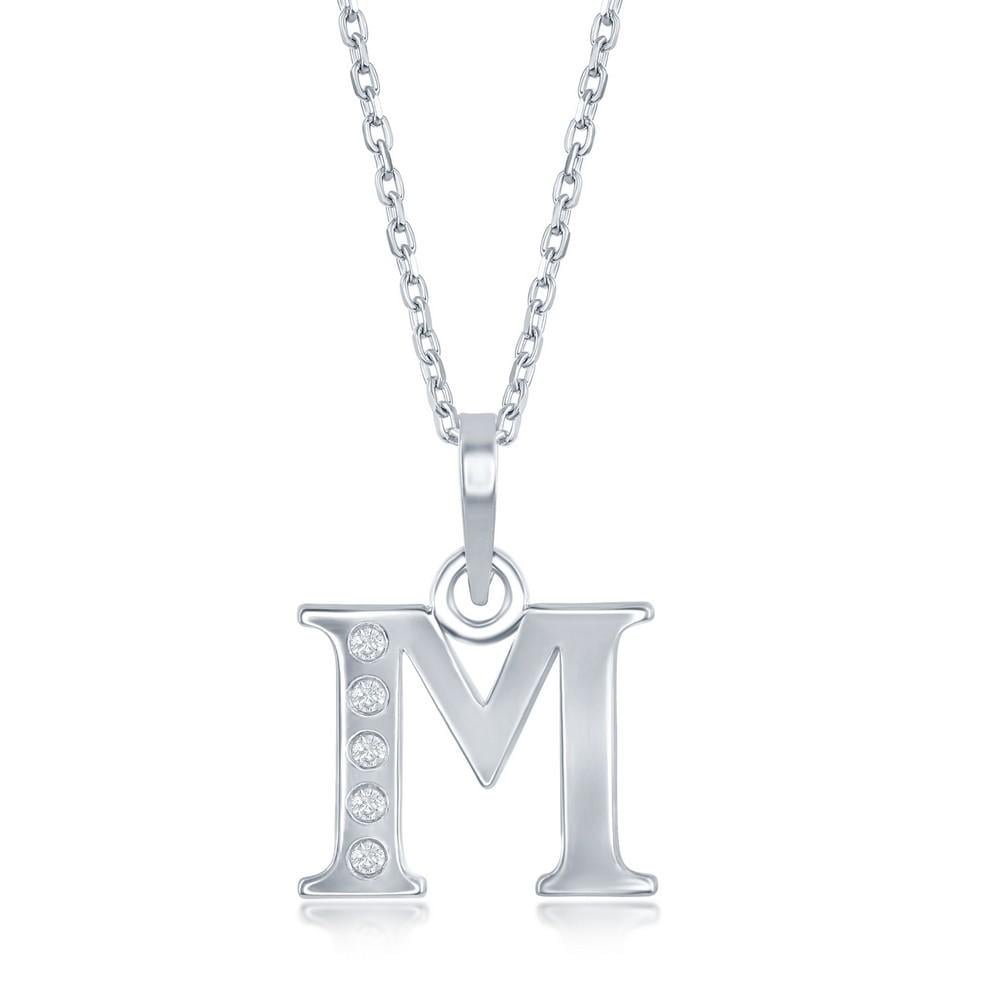 Diamond 'M' Initial Pendant Necklace in 