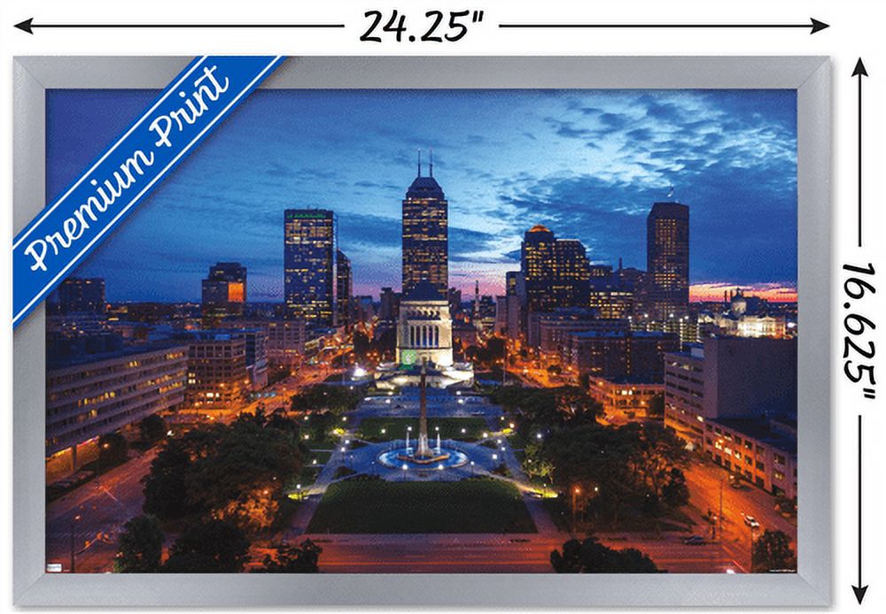 Cityscapes - Indianapolis, Indiana Wall Poster, 14.725" x 22.375", Framed