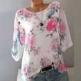 thumbnail image 4 of Flywake T-shirt Décontracté Grande Taille pour Femmes Imprimé Floral Col Rond Manches Courtes Tunique Ample Confortable Tops d'Été, 4 of 4