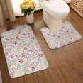 thumbnail image 2 of Honeii Trendy Floral Design Pattern Bathroom Anti-Skid Pad Bathroom Mat Vintage Seamless Pattern Not-Slip Toilet Rug Set, 2 of 6
