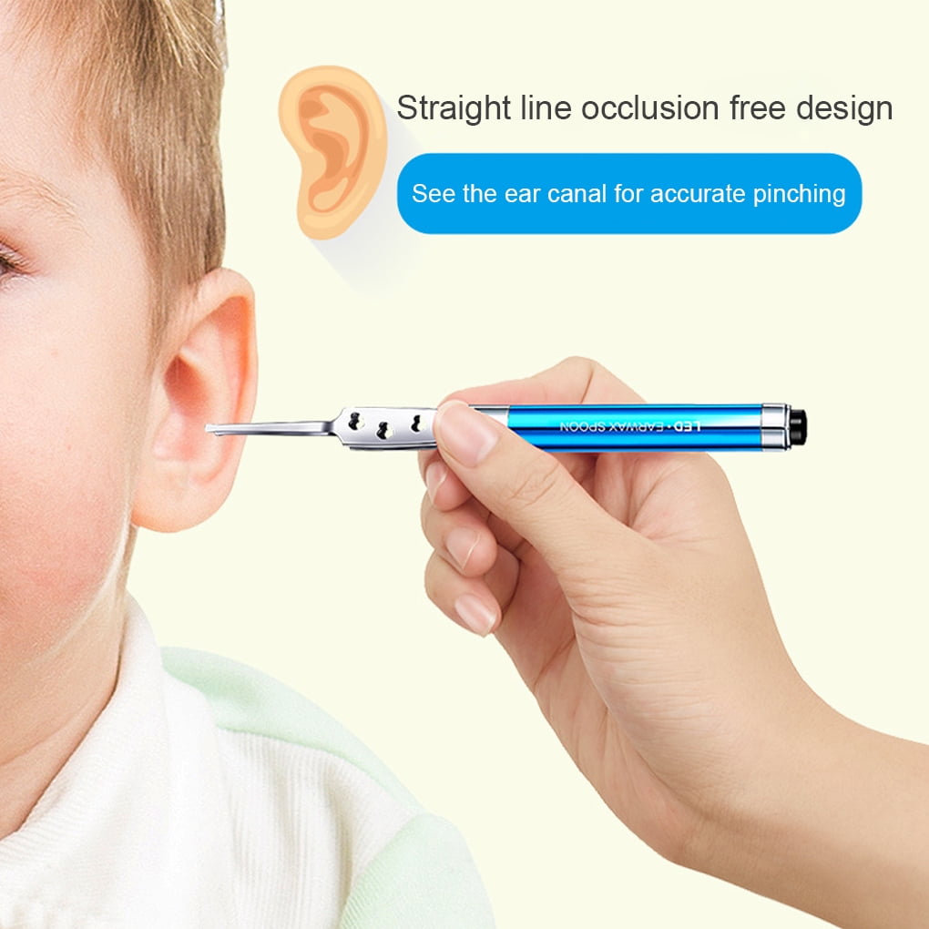 Color Random Kids Earpick Earwax Remove Cleaner with Light Multi