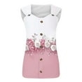thumbnail image 6 of Floral Printed Tank Tops Womens 5 Button up Shirt Sleeveless O-ring Straps V Neck Summer Vest Tees Blouses Loose Fit (XL, Pink 01), 6 of 7