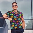 thumbnail image 3 of Kdxio Colorful Dinosaur Print Men's Short Sleeve Polo Shirt,Midweight Men's Shirt, 3 of 6