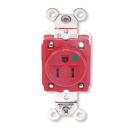 Hubbell Wiring Device-Kellems Receptacle Red 15 A 2P3W Back; Side 1PK HBL8210R