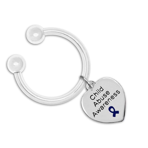 Child Abuse Awareness Heart Key Chains
