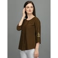 thumbnail image 2 of Prettify Women Straight Regular 3/4th Sleeve Casual Female Green Western Top, 2 of 5