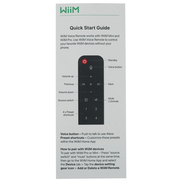 WiiM Push-to-Talk Voice Remote for WiiM Mini and Wiim Pro Audio Streamers