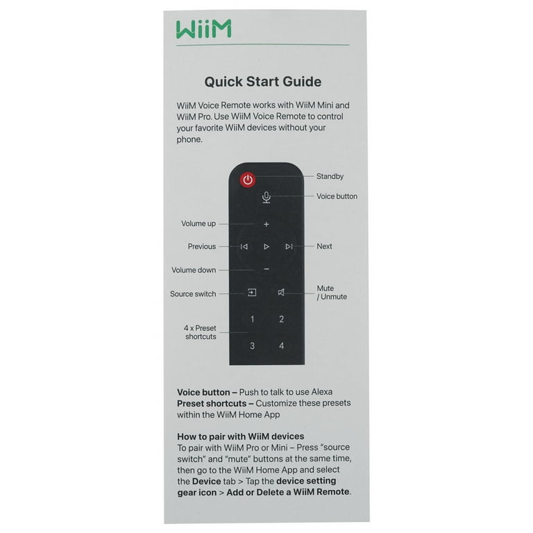 WiiM Voice Remote for WiiM Mini and Pro Audio Streamer, Push-to-Talk, 4 Music Preset Buttons WiiM Voice Remote for WiiM Mini and Pro Audio Streamer, Push-to-Talk, 4 Music Preset Buttons