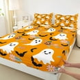 thumbnail image 3 of Feelyou Teens White Ghost Full Size Sheets, Cartoon Halloween Bat Bed Sheets, Farmhouse Floral Flower Sheet Sets, Lightweight Room Decor, 4 Pieces, 3 of 7