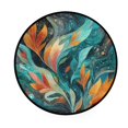 thumbnail image 2 of 36.2 Inch Round Floor Mat Abstract Leaves Carpet Decor Rug for Living Room Bedroom, 2 of 6