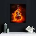 thumbnail image 4 of Nawypu  - Canvas Prints Fire Burning Eletric Guitar Wall Art Painting Modern Musical Instruments Poster Framed for Living Room Decoration Ready to Hang 16x20 inch, 4 of 4
