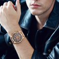 thumbnail image 5 of Mens Sport Military Analog Quartz Watch Chronograph Classic Casual Business Dress Waterproof Watch Multifunctional Wristwatch with Leather Strap, 5 of 6