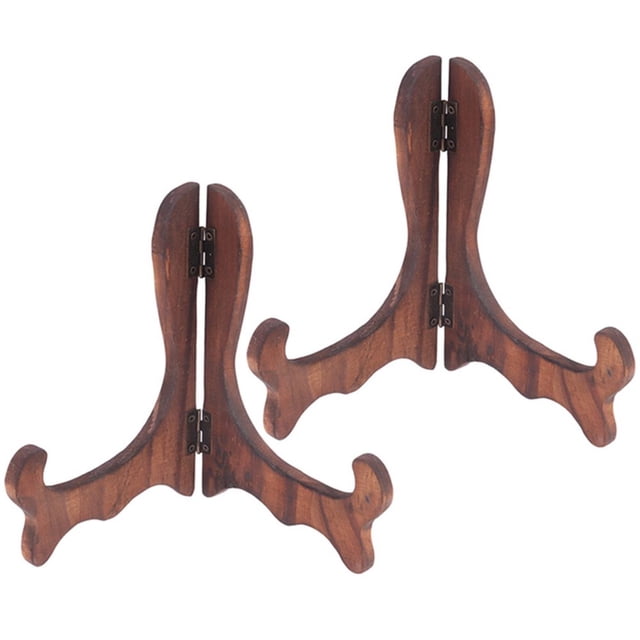 LEEYNEER 2 Pcs Support d'Exposition pour Assiettes Support de Chevalet pour Vaisselle Support d'Exposition de Bureau Chevalets en Bois