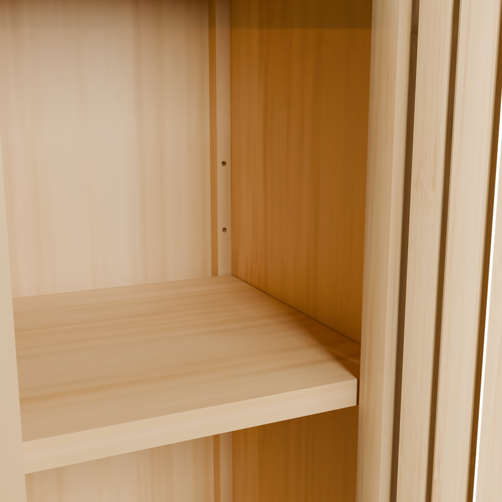 LUMAMIN Narrow Bathroom Storage Cabinet, Thin 65" Tall Bamboo Cabinets Corner Pantry with 4 Shelves & Open Compartment for Bedroom, Small Spaces, 10.6x13x64.6 inches
