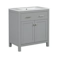 thumbnail image 3 of viswild 30" Bathroom Vanity with Ceramic Sink, Soft Close Doors, Adjustable U-Shelf & Flip Drawer for Small Space, Gray, 3 of 12