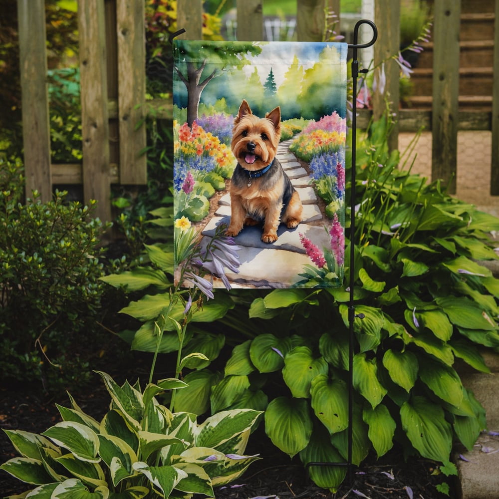 Norwich Terrier Spring Path Garden Flag 11.25 in x 15.5 in