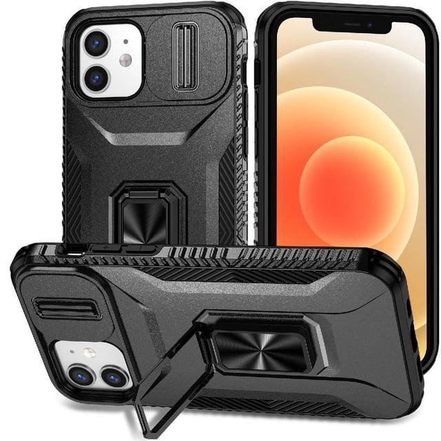 Funda para GANGXUN iPhone 12 - Soporte metálico, Función magnética, Negro