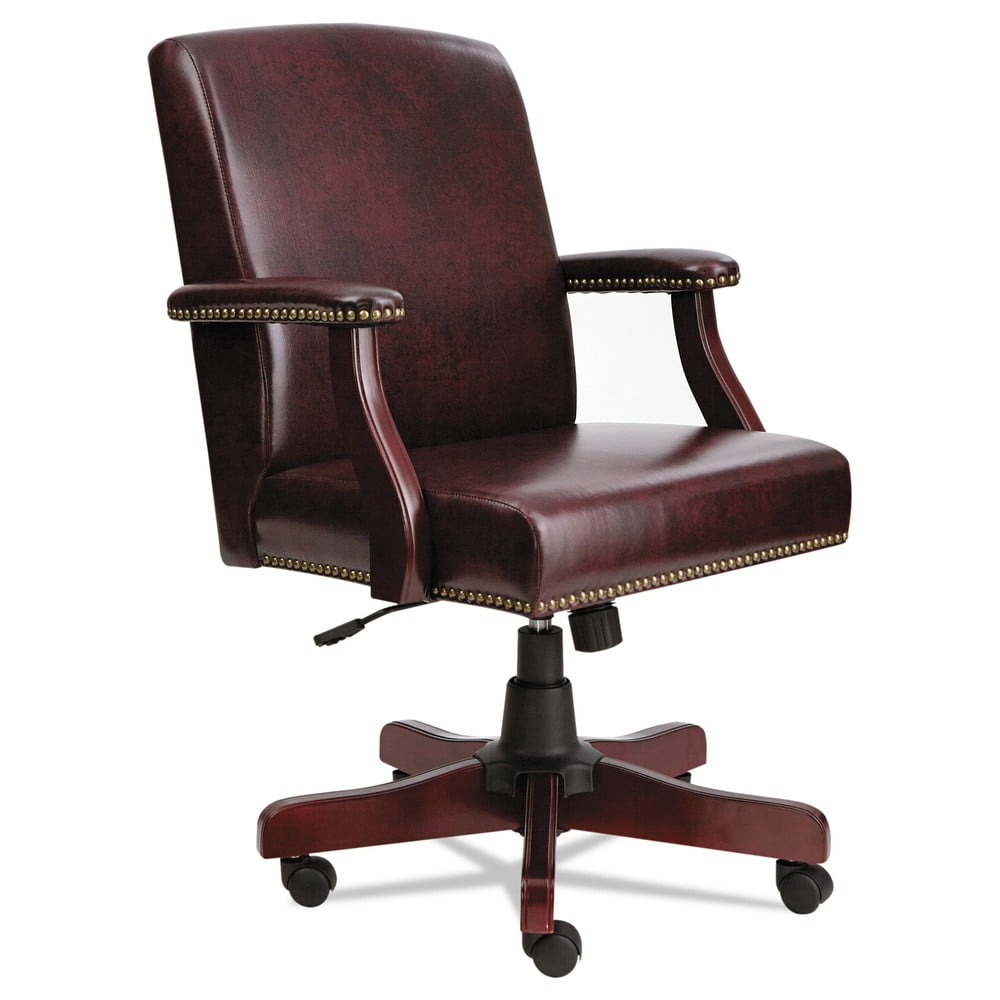 Alera Traditional Series MidBack Chair, Mahogany Finish/oxblood Vinyl