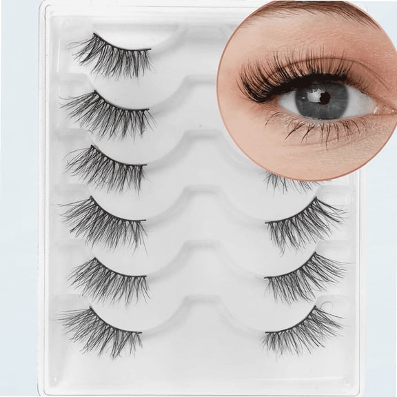 Half Lashes Mink False eyelashes Natural Lashes 6 Pairs Accent Fake Lashes Wispy Light Volume Reusable Lashes Pack 2P
