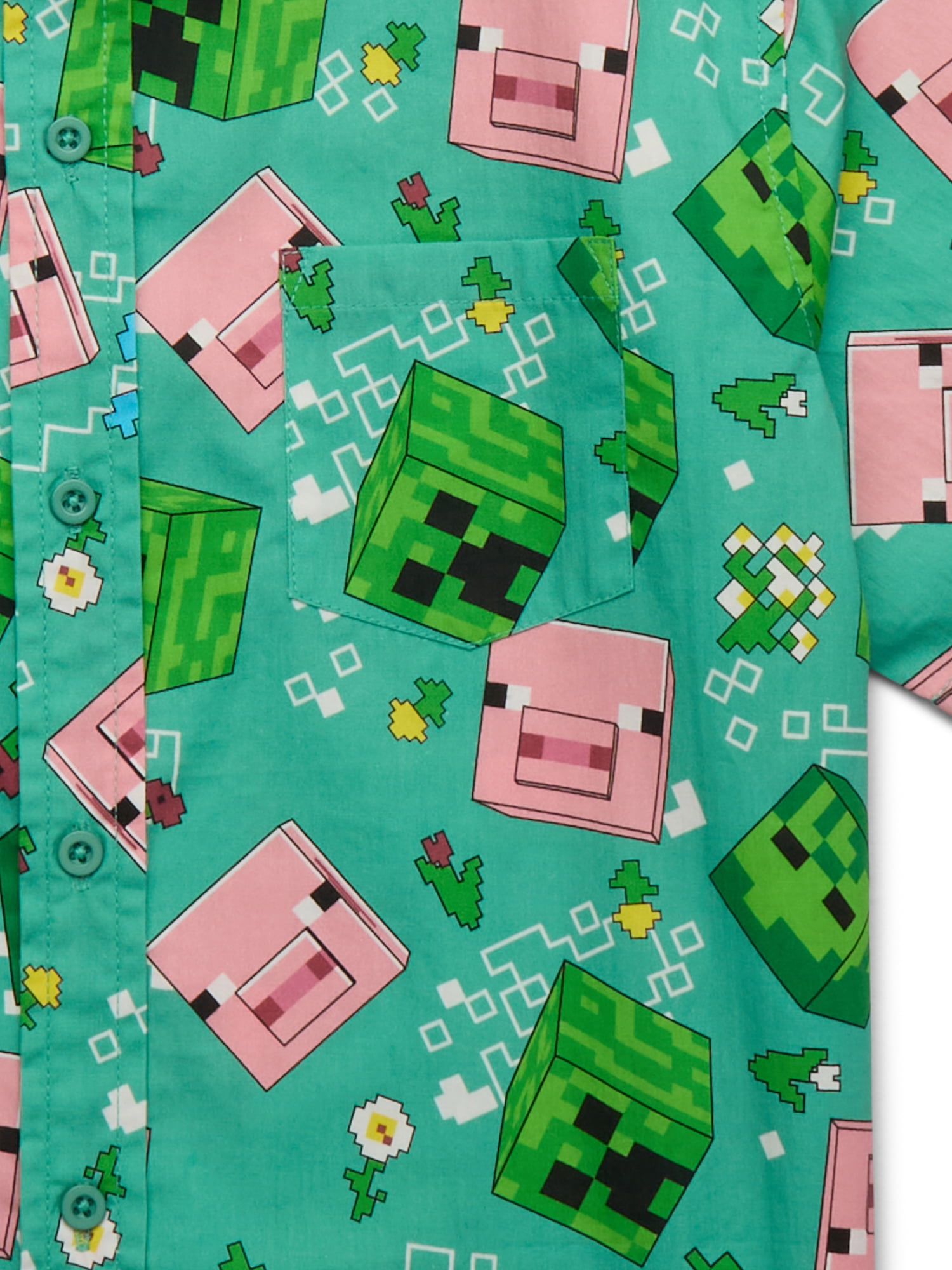 Minecraft Boys' Print Button Up Shirt, Sizes 4-18