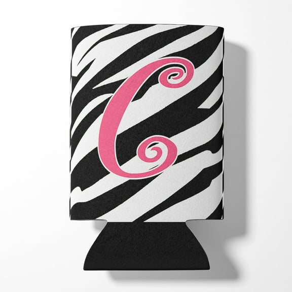 Carolines Treasures CJ1037-CCC Letter C Initial Monogram - Zebra Stripe And Pink Can Or Bottle Hugger