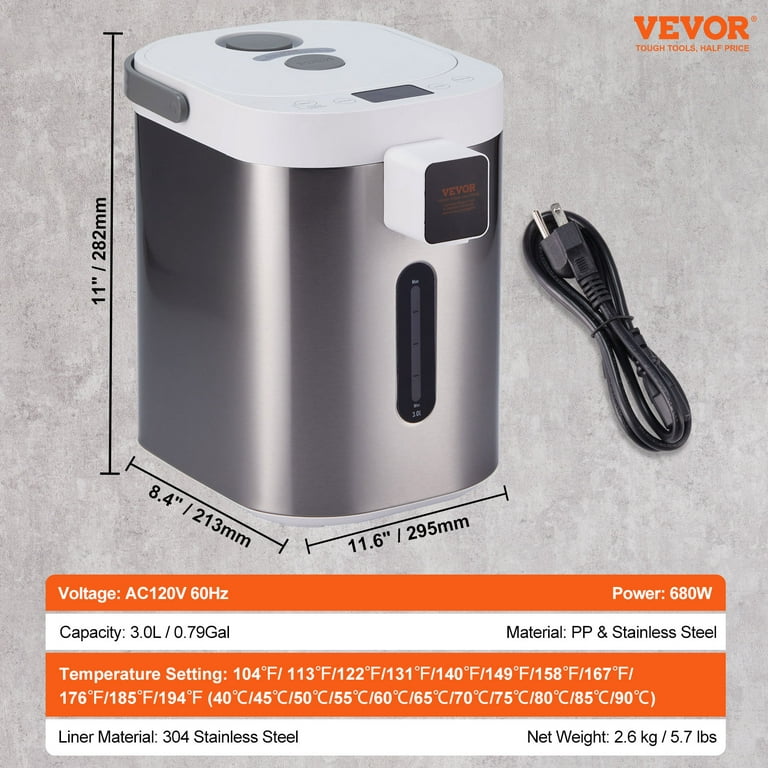 VEVOR Hot Water Dispenser Adjustable 4 Temperatures Water Boiler and Warmer 304 Stainless Steel Countertop Water Heater 3-Way Dispense for Tea