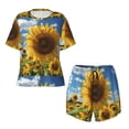 thumbnail image 4 of Lsque Sky Golden Sunflower Field Women's Short-Sleeved Pajama Set - 2 Piece Soft and Lightweight Sleepwear Set-X-Large, 4 of 9