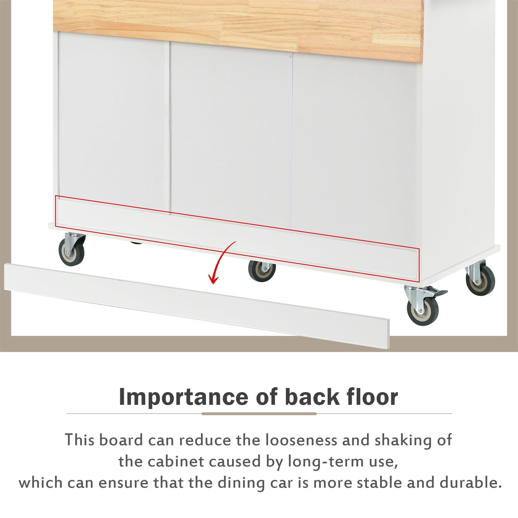 Alvantor 53'' Kitchen Island Carts, Mobile Buffet Cabinet with Drop Leaf, Spice Rack and Towel Rack for Dining Room Living Room White