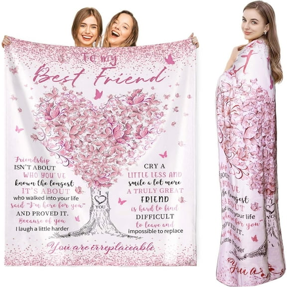 Best Friend Birthday Gifts for Women,Bestie Gifts Blanket 60"x 50",Gifts for Best Friends Women,Soul Sister Graduation Gifts Ideas for Women,Friendship Gifts for Women Friends