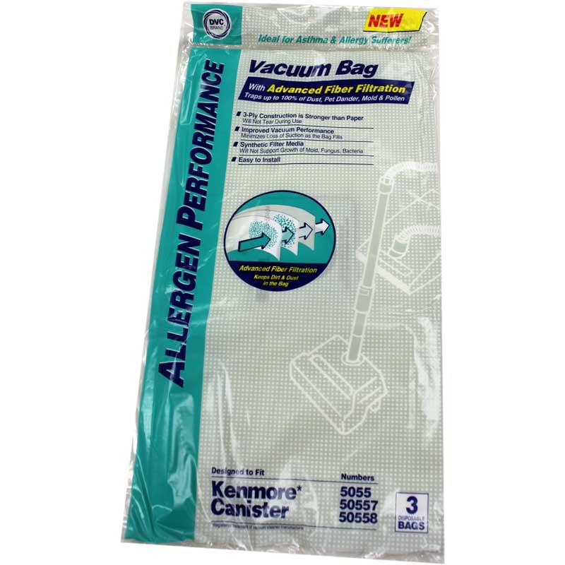 5055 50557 Allergen Filtration Canister Vacuum Bags 15 Kenmore 50558 
