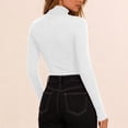 thumbnail image 5 of Perfectbot Women's Long Sleeve Tee Turtleneck Ribbed Knit Stretchable Top Fitted Basic Layering Shirt, 5 of 6