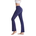 thumbnail image 3 of Women's V Crossover High Waisted Flare Workout Pants Leggings Tummy Control Split Yoga Pants, 3 of 7
