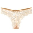thumbnail image 2 of Gapacks Women's Lace Thong with Bow, Floral Pattern, Beige, Size L - Soft Nylon Spandex, Comfortable for All Day, No Show Under Tight Clothes, 2 of 7