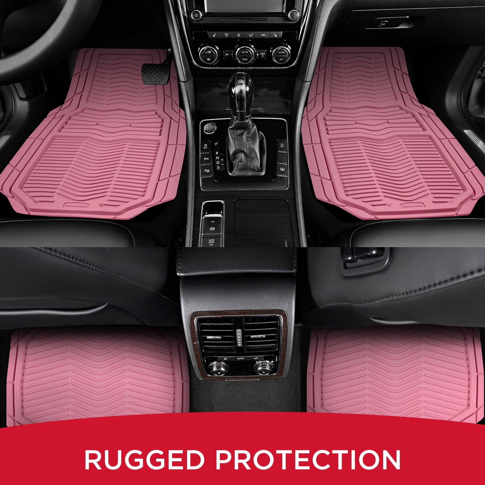 Rubbermaid Car Floor Mats,Heavy Rubber Car  Mats Set, Non-Slip,  Easy to Clean, Universal Fit for Cars, Trucks & SUVs,  Pink